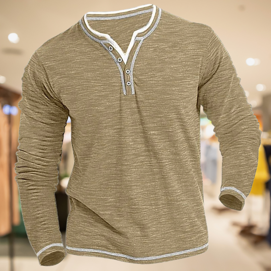 Lima™ | Katoenen Henley met V-hals