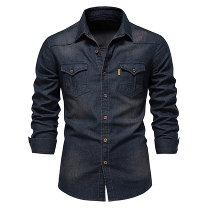 MIKE - Stijlvolle denim blouse voor mannen