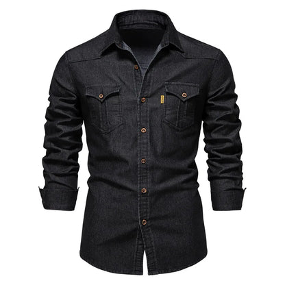 MIKE - Stijlvolle denim blouse voor mannen