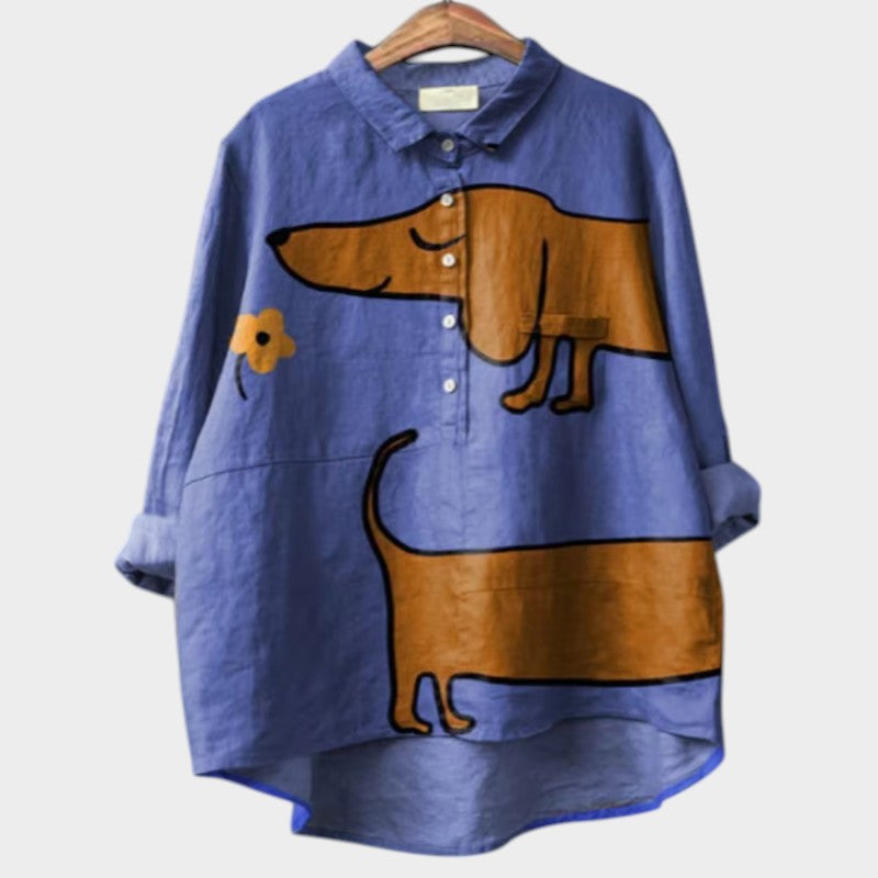 Linnéa™ | Playful Dog Print Shirt for Casual Comfort